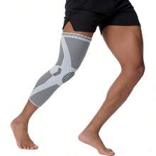 1 Piece Of Breathable Compression Knee Sleeve Anti-Slip Knitted Knee Support Brace Sports Knee Protector For Basketball Running Cycling Gym Meniscus Injury Recovery Knee Guard - Grey - View 6