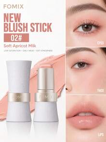 FOMIX Stik Perona Pipi 3-in-1 dengan Kuas Blending Silikon, Stik Perona Pipi Krim, Kontur & Eyeshadow, Warna Lembut yang Dapat Diatur, Hasil Akhir Alami yang Halus, Mudah Dibaurkan, Makeup Wajah Serbaguna Portabel - 02# - View 1