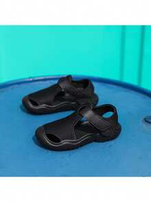 Children's Breathable Elastic Fabric Head Cover Non-Slip Soft Bottom Sandals - Black - View 11