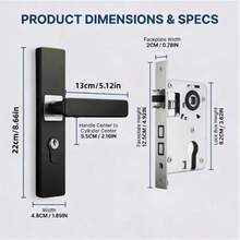 1 Set Metal Door Lock, Includes Lock Cylinder And 2 Handles, Comes With 3 Keys, Elegant Handle Design, Quiet Lock Body With Synchronized Indoor Safety Button, Indoor Door Lever Lock, Suitable For Bedroom And Indoor Room Doors - Multicolor - View 8