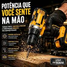 Parafusadeira Furadeira De Impacto 2 Baterias + Kit 46 Peças - Amarelo - Visão 5