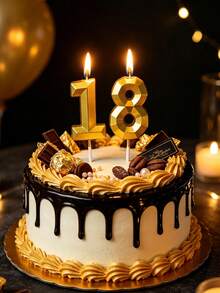 1pc Gold 0-9 Diamond Number Birthday Party Cake Decoration Candle Party Photography Prop Gift Birthday Candle - Gold - View 4