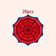 10/20/40pcs Red & Blue Spider Web Wavy Edge Disposable Paper Plates, 4 Designs, 7 Inch Octagonal Spider Web Design Plates, Spider Web Theme Birthday Party Tableware, Fan Hero Theme Party Supplies - View 11