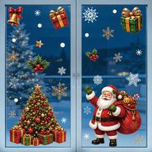 Christmas Stickers Creative Snowflake Snow House Glass Stickers Cartoon Santa Claus Static Cling Stickers, Holiday And Party Decoration Window Decals, Home Stickers Glass Window Display Decoration Wall Stickers - 1PC - View 13