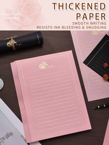 30 Lembar Kertas Tulis Putih Berhiaskan Mawar Emas dengan 1 Pena Emas, Set Kertas Tulis & Pena, Kertas Tulis Bergaris Putus-putus, Sempurna untuk Surat Cinta Romantis, Catatan Ulang Tahun, Teman, Undangan Pesta, Undangan Pernikahan - Putih dengan pena emas - View 11