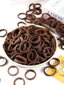 200/100/50/10 Pcs Women's Simple Seamless Hair Ties, High Elasticity Hair Ties, Every - Coffee - View 2