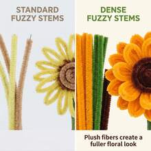 150/300pcs Handmade Floral Fuzzy Stem, Plush Fuzzy DIY Craft Sticks, Suitable For Flower Crafts, Art Projects, Creative Gift Packaging And Party Decoration (Sunflower Yellow, 11.81 Inches) - Multicolor - View 7