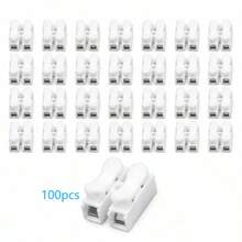 Wholesale Price Connector, 100pcs Multiple Specifications Available, Quick Terminal Connector, Push-In Connector, 2-Pin Flame Retardant LED Light Connector, CH-2 Quick Wiring Terminal 2-Position Push-In Wire Clamp Terminal Lighting Self-Locking Connector Wiring Tool - B - View 9