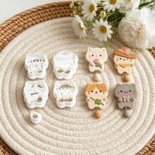 5Pcs Cute Cartoon Kitten Theme Polymer Clay Cutters Set Lovely Cat Shapes Clay Molds DIY Handmade Earring Pendant Jewelry Craft Supplies - 5pcs - View 6