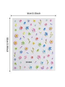 1pc 5D Embossed Jelly Flower Nail Art Stickers Gradient Five-Petaled Flower Nail Decals Pink Purple Blue Girls Manicure Decals - Multicolor - View 5