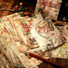 1 Pack 50/100pcs Dawn And Dusk Series Material Paper, Large Quantity Aesthetic Decorative Craft Paper, Suitable For Planner, Scrapbook, Vintage Crafts - Multiple Styles - View 5