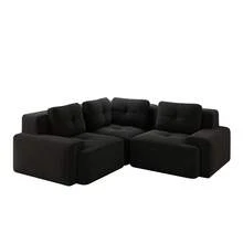 Modular Black 3 Seat Sofa - Modular Corduroy Sofa, No Assembly Required For Living Room - 黑色 3 座 - 查看 7