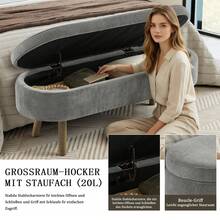 Storage Bench Grey Made Of Chenille For Hallway And Entryway - 深灰色 - 查看 3