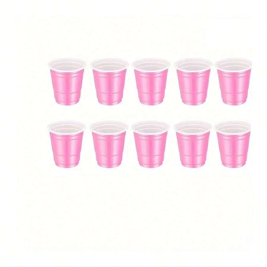 10/20pcs Bullet Cups, 2oz Mini Party Cups, Reusable Small Cups For Party Games, Suitable For Liquor, Cocktails, Wine, Condiments, Snacks, Juice. Perfect For Any Party! - Pink - View 1