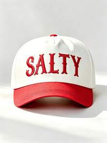 1pc SALTY Letter Embroidered Baseball Cap, Leopard Print Brim Contrast Color Adjustable Casual Sun Hat, Unisex Outdoor Street Style - Multiple Styles - View 9