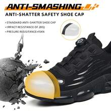 Men Women Safety Work Shoes Steel Toe Cap Anti‑Puncture Anti‑Slip Breathable Lightweight Industrial Labor Protection Work Shoes - Black - View 4