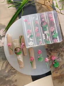 蓮花錦鯉 3D 蓮花彼岸花錦鯉花卉美甲裝飾模具 - 無色 - 查看 27
