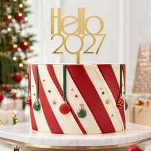 1pc/3pcs/9pcs Gold Hello 2027 Acrylic Cake Toppers, New Year Christmas Party Cake Decorations - Multicolor - View 4