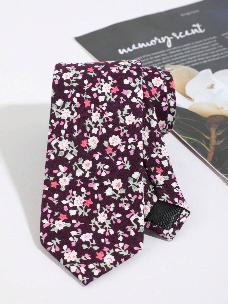 1pc Women's Elegant Valentine's Day Clear Hand-Tied Tie Gift - Purple Floral Hand-knitted - View 1