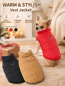 PETSIN 1PC Autumn/Winter Warm Pet Jacket Cat Dog Universal Pets Coat Outdoor Windproof Apparel Sweater For Cat Dog Suitable For Medium & Small Dogs - Multicolor - View 2