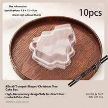 2/10/15pcs Christmas Tree Shaped Transparent Plastic Dessert Boxes With Lids, Clear Storage Containers For Cupcakes, Muffins, Cookies, Candies, Chocolates, Baked Sweets, Christmas Party Favors, Holiday Table Decor, Gift Supplies - View 10