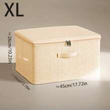 Foldable Linen Storage Box With Zipper Lid, Washable Dust-Proof Clothing Storage Bin With Handle, Collapsible Wardrobe Organizer, Suitable For Underwear, Clothing, Bedding And Miscellaneous Items - Beige - View 7