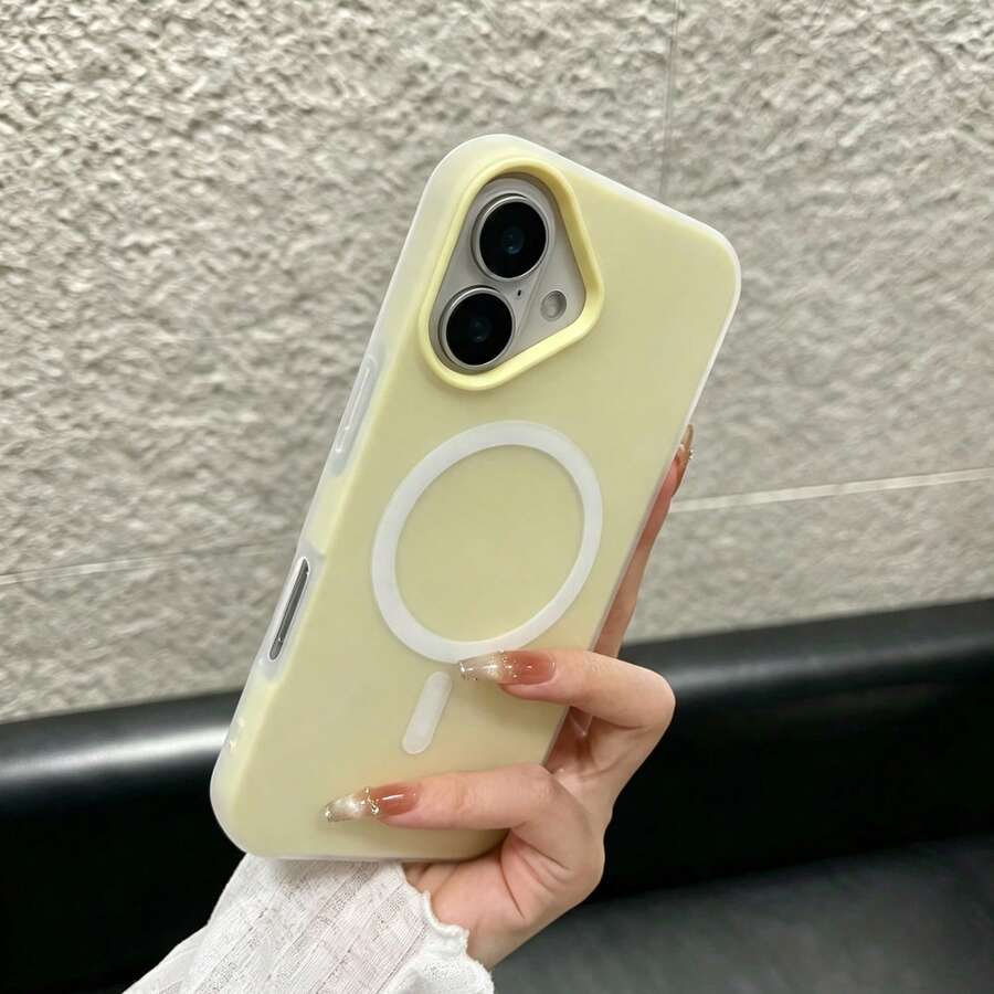 夏季清新色果凍感 2 合 1 磁吸手機殼,相容 iPhone 16 17 16e 17e,磨砂手感防摔硬殼,相容 iPhone 15 14 13 11 16 Pro Max 17 Pro Max 12 - 淺黃色 - 查看 1