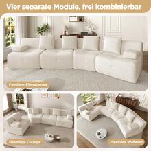 Sofa Beige Made Of Corduroy For Living Room - 米色 4 人座 - 查看 3