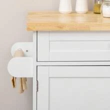 Carrito de Cocina con Encimera y Estante para Especias, Porta Toallas para Sala de Estar y Comedor 109x40x89cm - Blanco + MDF - Ver 8
