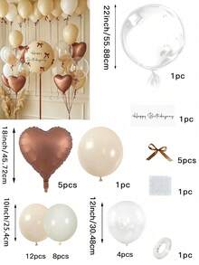 Heart-Shaped Latex Balloons With Bow Ties, Confetti, Ribbons, Suitable For Birthday Parties, Weddings, Engagements, Graduations, Birthdays, Valentine's Day, Anniversaries, Romantic Room Decor - Multicolor - View 8