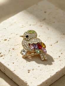 1pc Cute Bird Brooch, European And American Style, Colorful Arrow Flower Accessory, Suitable For Men And Women Suits Daily Wear, Holiday Gift - Gold - View 2