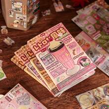 30 Sheets Sticker Book, Vintage Style Series, Japanese Retro Student Diary Material Horizontal Sticker Book - Decorate Your Items With Unique Doodle Stickers, Suitable For Water Bottles, Cars, Computers, Guitars, Bicycles, Motorcycles, Skateboards, Helmets, Luggage, Diaries And Scrapbooks - Fun DIY Creative Toy, Personalize Your Everyday Items. - Multicolor - View 3