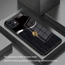 Phone Case: For IPhone16 15 14 13 12 11 Pro Max  Plus Tempered Glass Case,  Dragon Head -Grain Pattern Design, Simple And Elegant - 黑色1 - 查看 2