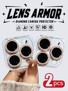 Navigator 2 Packs, Orange Eagle Eye Lens Protector, Metal Ring + Glass Lens, Scratch-Resistant And Anti-Drop, Reduces Damage To Lens From Scratches, Protects Lens, Clear Photography, Does Not Affect Shooting, Suitable For Phone Cases, Compatible With IPhone17E/17 Promax/16 Promax/15 Promax/14 Promax/17 Pro/16 Pro/15 Pro/14 Pro And Other Series. - Orange - View 2