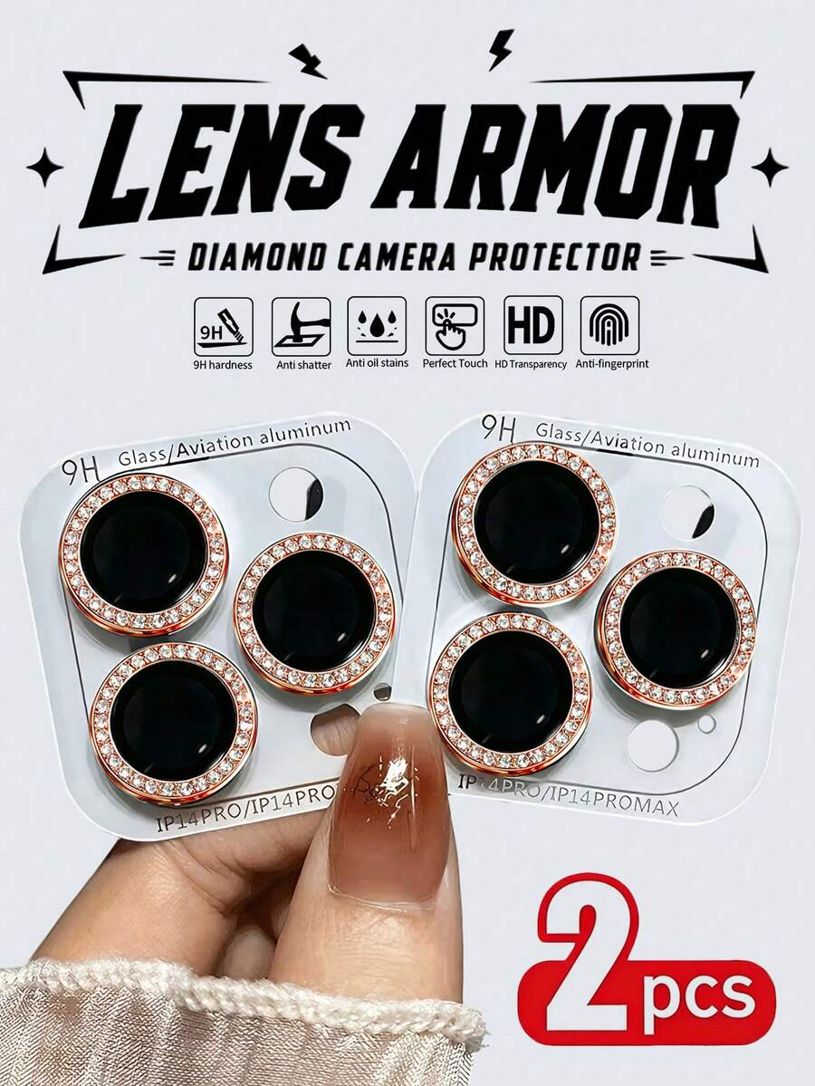Navigator 2 Packs, Orange Eagle Eye Lens Protector, Metal Ring + Glass Lens, Scratch-Resistant And Anti-Drop, Reduces Damage To Lens From Scratches, Protects Lens, Clear Photography, Does Not Affect Shooting, Suitable For Phone Cases, Compatible With IPhone17E/17 Promax/16 Promax/15 Promax/14 Promax/17 Pro/16 Pro/15 Pro/14 Pro And Other Series.