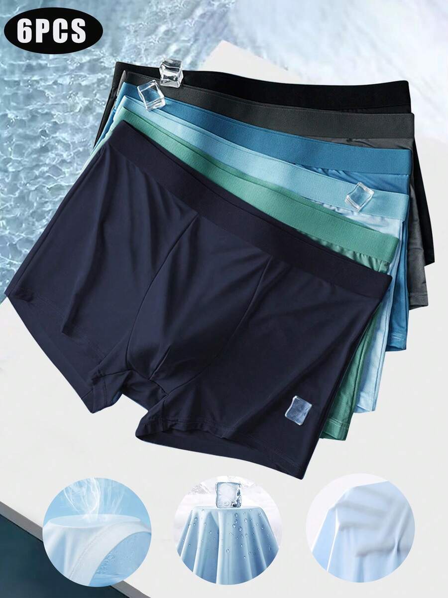 Set de 6 boxers tipo bóxer para hombre de unicolor, casuales y transpirables - Multicolor - Ver 1