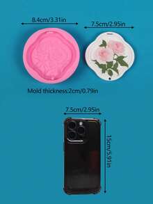 1件裝玫瑰蓮花香氛吊牌矽膠模具 DIY 手作香氛蠟片吊飾 石膏樹脂環氧樹脂車用衣櫥擴香石吊牌手工模具 - 方圓形 - 查看 5