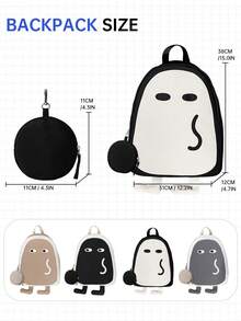 Myco Cute Cartoon Funny Backpack, Student School Bag, Ugly-Cute Commuter Backpack, Halloween Ghost Backpack, Essential For Commuting And Travel, Best Gift For Halloween And Christmas - Multicolor - View 4
