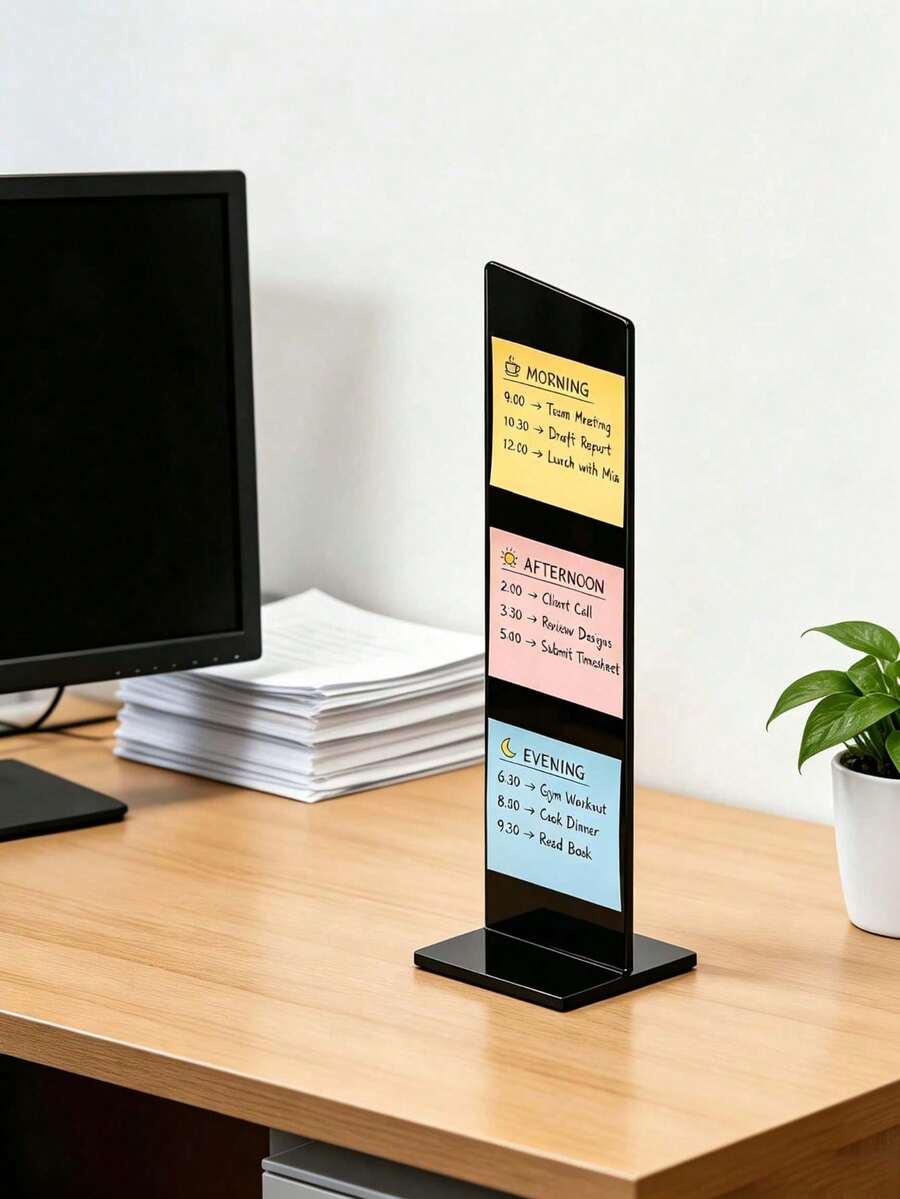 Papan Memo Akrilik Transparan dan Tempat Papan Informasi Memo, Papan Klip Memo Layar Komputer, Papan Pesan, Dekorasi Meja Kantor - Versi yang ditingkatkan - View 1