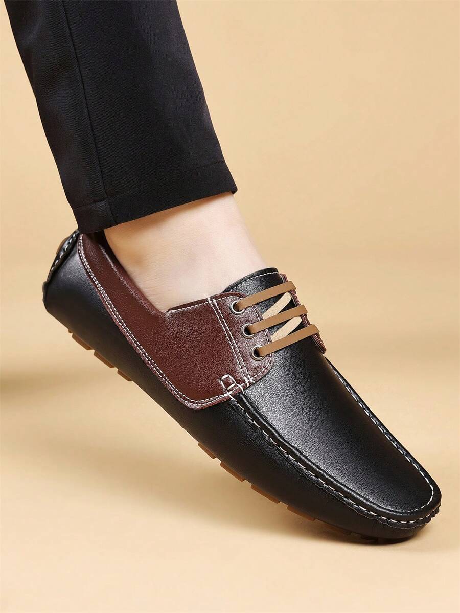 Men's Casual Versatile Loafers Flat Comfortable Slip-On Slouchy Driving Loafers - Brown - View 1