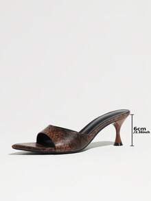 Women's Autumn High Heel Mule Shoes, Brown Snake Print Pointed Toe Sandals, Cup Heel & Stiletto Heel, Nightclub & Vacation Outfit, Valentine's Day Gift For Her - Brown - View 8