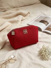 Givenchy Parfums Red 4G Logo Cosmetic Pouch Portable Travel Zipper Makeup Storage Bag - Rose Red - View 7