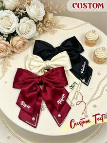 Personalized Custom Hair Clip, Customized Name Bow Hair Clip, Hair Accessory, Back To School Gift, Bridesmaid Gift, Christmas Gift, Personalized Gift For Her - Multicolor - View 3