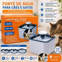 Fonte Bebedouro Automática Água Corrente para Pets Cães e Gatos, 3 Modos de Água Tripla Filtragem Silenciosa 20cm, 2,5 Litros, Branco, Silencioso BPA Free - 2.5 l - Visão 8