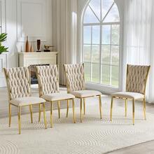 Dining Chair Beige Made Of Metal For Dining Room And Kitchen - Beige - View 2