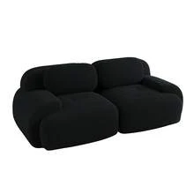 Modular Black 2 Seat Sofa Corduroy Fabric Modular Sofa No Frame For Living Room And Lounge - 黑色雙座 - 查看 6