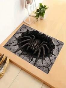 1pc New Halloween 3D Spider Door Mat, Halloween, Suitable For Living Room, Bedroom, Indoor - Machine Washable - Flannel Material, Delicate Texture, Comfortable To Skin, No Pilling, Slightly Waterproof, Easy Care, Odorless - Perfect For Home Decor, Room Decor, Living Room Rug, Bedroom Rug, Bathroom Rug, Kitchen Rug, Area Rug, Hotel Decor - Area Rug, All Season - Multicolor - View 3