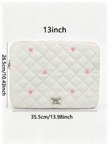 1pc Polyester Diamond Grid Heart Embroidery Laptop/Tablet Storage Bag, Suitable For 11/13/15 Inch Laptop/Tablet Storage, Design, Embroidered Heart Accents - Multicolor - View 9