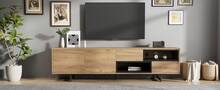 Tv Stand With Storage Brown Made Of Wood For Living Room And Media Area - 棕色 - 查看 11
