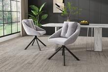 Grey Velvet Dining Chair Rotating Modern Seat For Kitchen And Dining Room - Grey - View 11